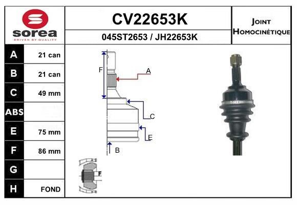 EAI CV22653K Joint kit, drive shaft CV22653K