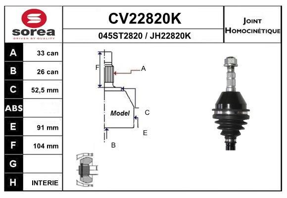 EAI CV22820K Joint kit, drive shaft CV22820K