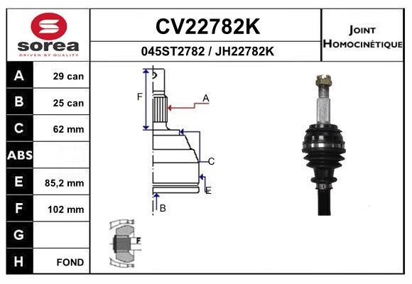 EAI CV22782K Joint kit, drive shaft CV22782K