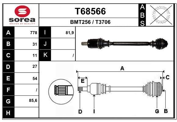 EAI T68566 Drive shaft T68566