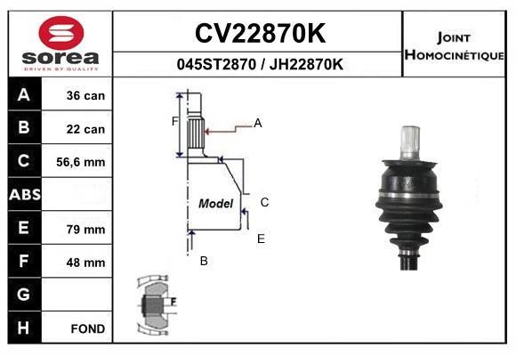 EAI CV22870K Joint kit, drive shaft CV22870K