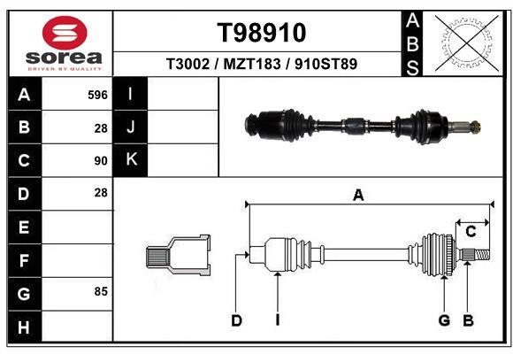 EAI T98910 Drive shaft T98910