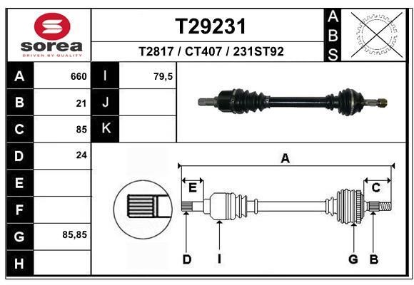EAI T29231 Drive shaft T29231