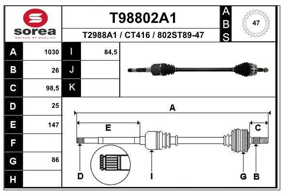 EAI T98802A1 Drive shaft T98802A1