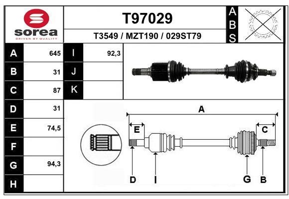 EAI T97029 Drive shaft T97029