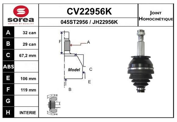 EAI CV22956K Joint kit, drive shaft CV22956K