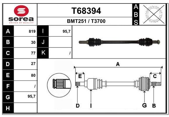 EAI T68394 Drive shaft T68394