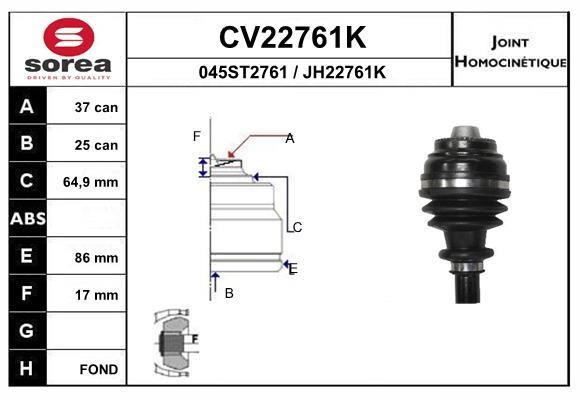 EAI CV22761K Joint kit, drive shaft CV22761K