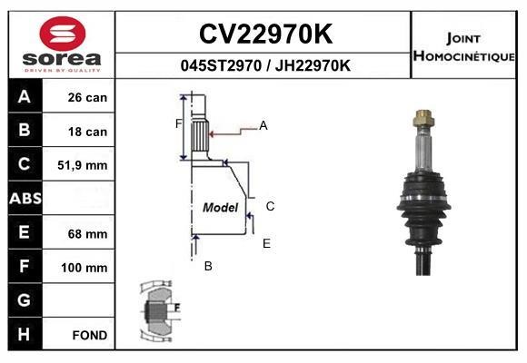 EAI CV22970K Joint kit, drive shaft CV22970K