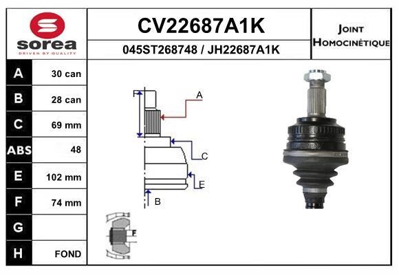 EAI CV22687A1K Joint kit, drive shaft CV22687A1K