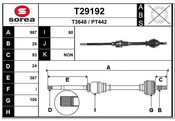 EAI T29192 Drive shaft T29192