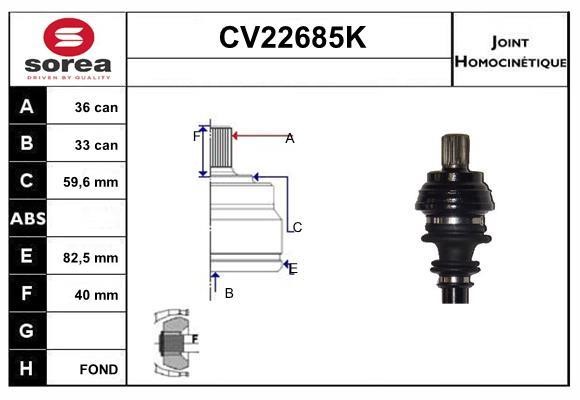 EAI CV22685K Joint kit, drive shaft CV22685K