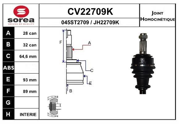 EAI CV22709K Joint kit, drive shaft CV22709K