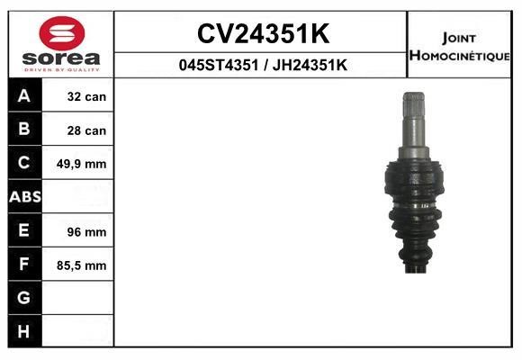EAI CV24351K Joint kit, drive shaft CV24351K