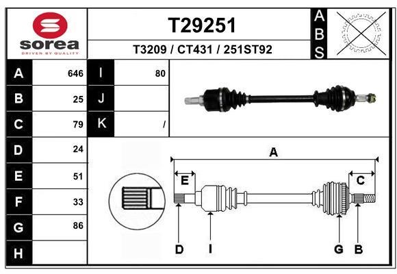 EAI T29251 Drive shaft T29251