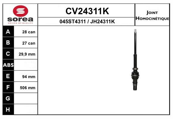 EAI CV24311K Joint kit, drive shaft CV24311K