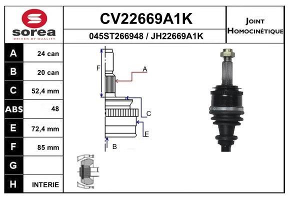 EAI CV22669A1K Joint kit, drive shaft CV22669A1K