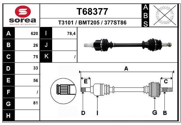 EAI T68377 Drive shaft T68377