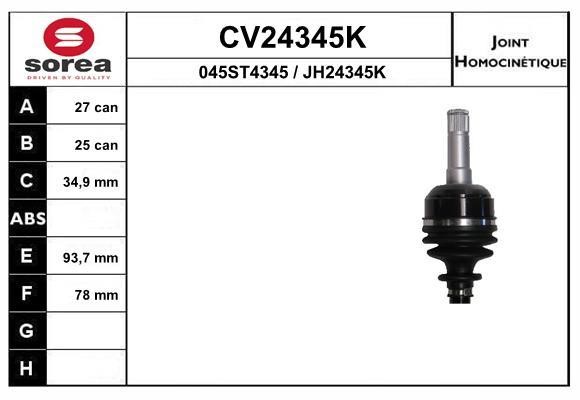 EAI CV24345K Joint kit, drive shaft CV24345K