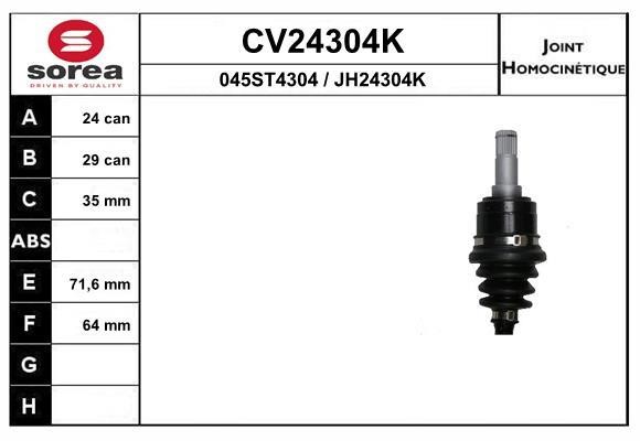EAI CV24304K Joint kit, drive shaft CV24304K