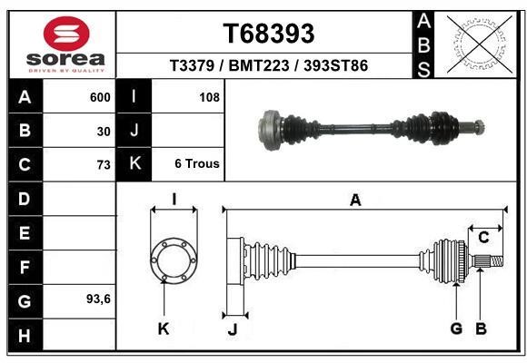 EAI T68393 Drive shaft T68393