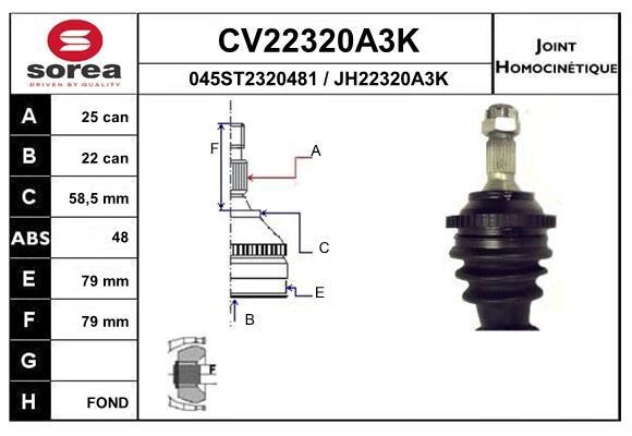 EAI CV22320A3K Joint kit, drive shaft CV22320A3K