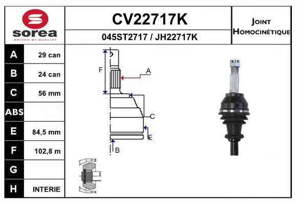 EAI CV22717K Joint kit, drive shaft CV22717K