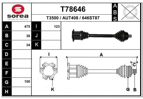 EAI T78646 Drive shaft T78646