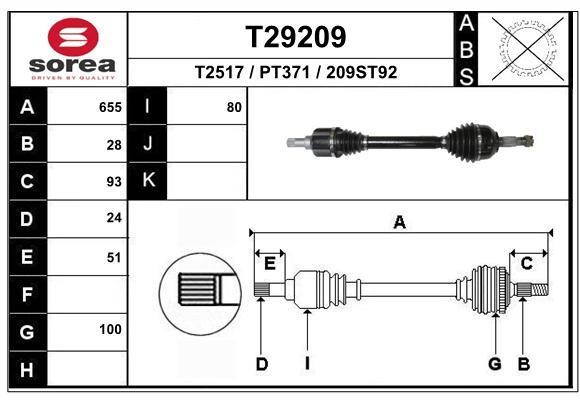 EAI T29209 Drive shaft T29209
