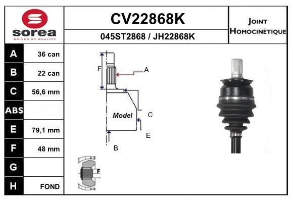 EAI CV22868K Joint kit, drive shaft CV22868K