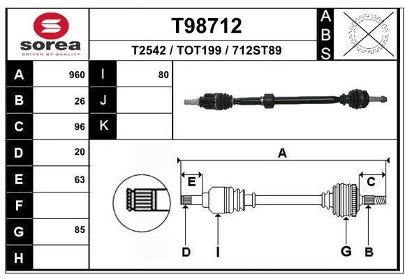 EAI T98712 Drive shaft T98712