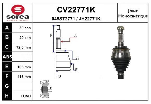 EAI CV22771K Joint kit, drive shaft CV22771K