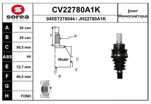 EAI CV22780A1K Joint kit, drive shaft CV22780A1K