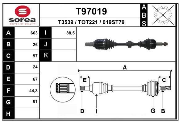 EAI T97019 Drive shaft T97019