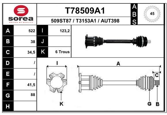 EAI T78509A1 Drive shaft T78509A1