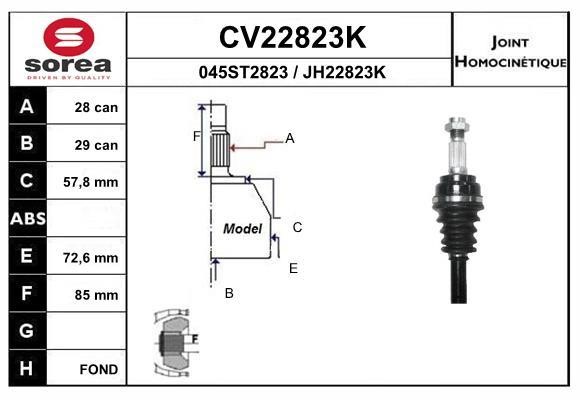 EAI CV22823K Joint kit, drive shaft CV22823K