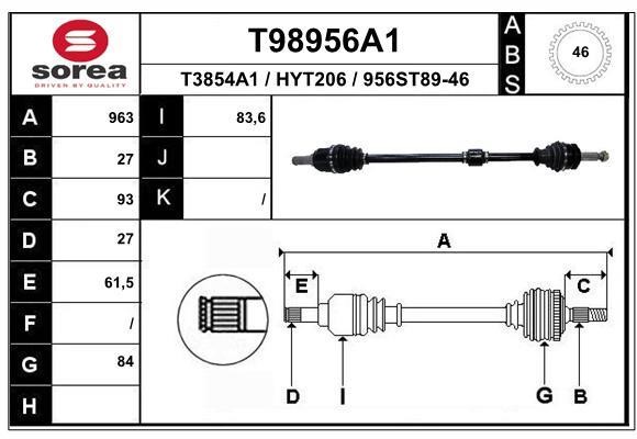 EAI T98956A1 Drive shaft T98956A1