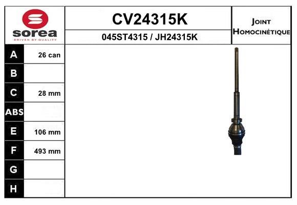 EAI CV24315K Joint kit, drive shaft CV24315K