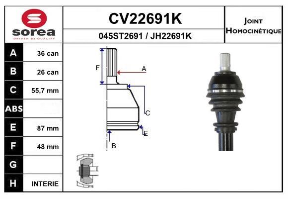 EAI CV22691K Joint kit, drive shaft CV22691K