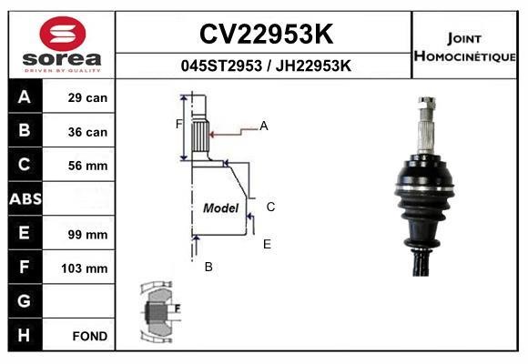 EAI CV22953K Joint kit, drive shaft CV22953K