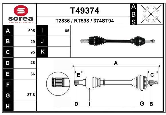 EAI T49374 Drive shaft T49374