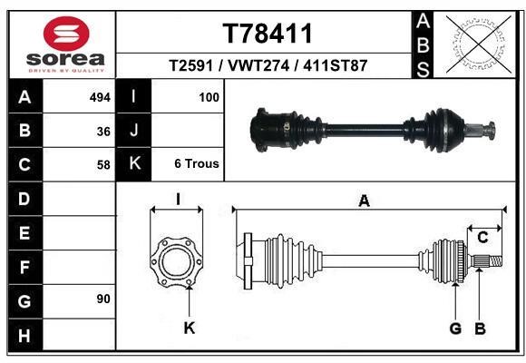 EAI T78411 Drive shaft T78411