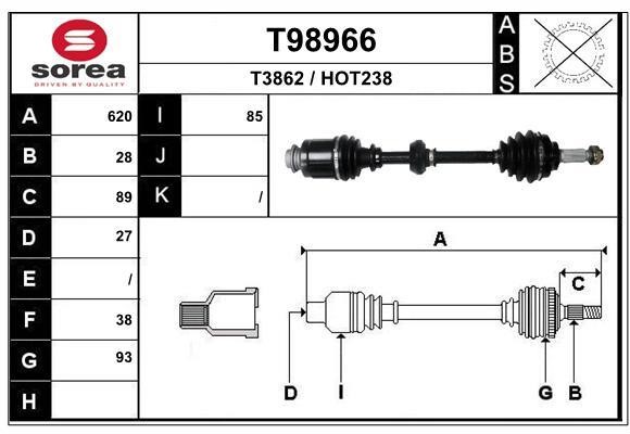 EAI T98966 Drive shaft T98966