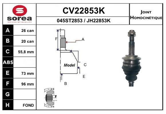 EAI CV22853K Joint kit, drive shaft CV22853K