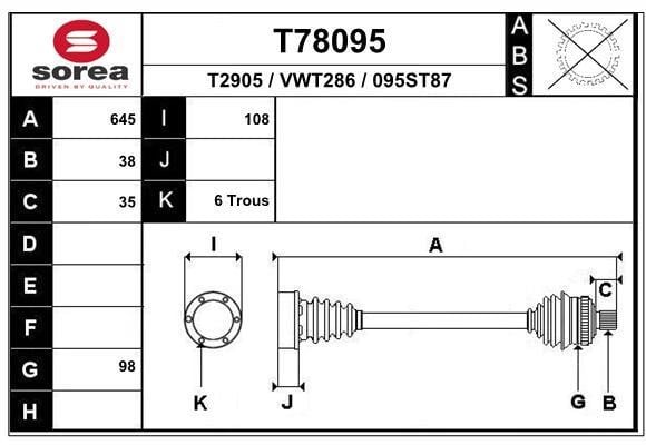 EAI T78095 Drive shaft T78095