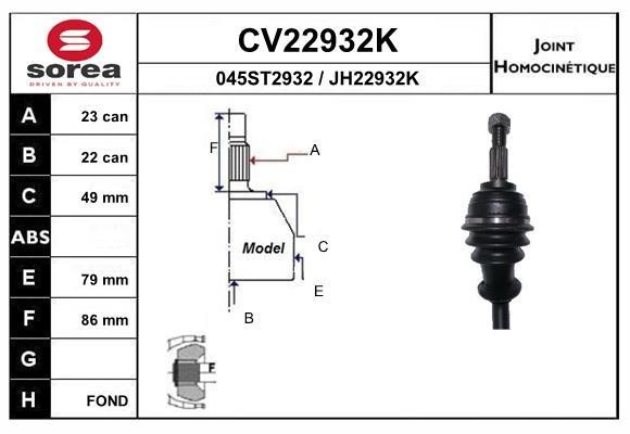EAI CV22932K Joint kit, drive shaft CV22932K