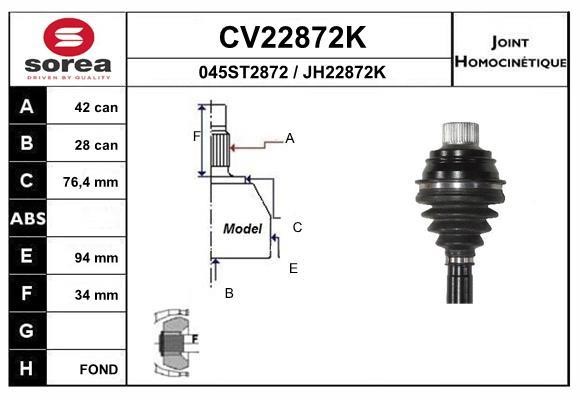 EAI CV22872K Joint kit, drive shaft CV22872K