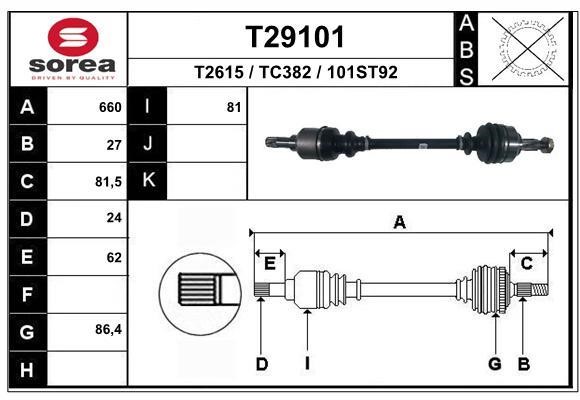 EAI T29101 Drive shaft T29101
