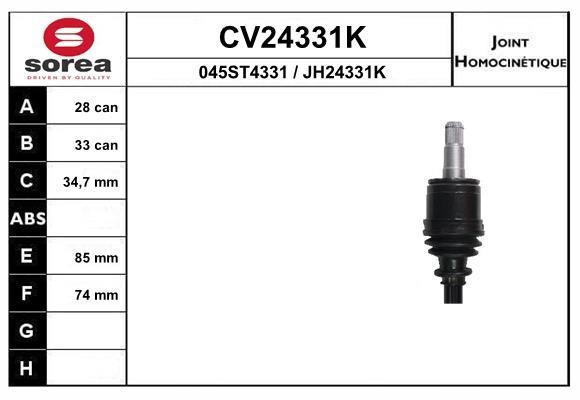 EAI CV24331K Joint kit, drive shaft CV24331K