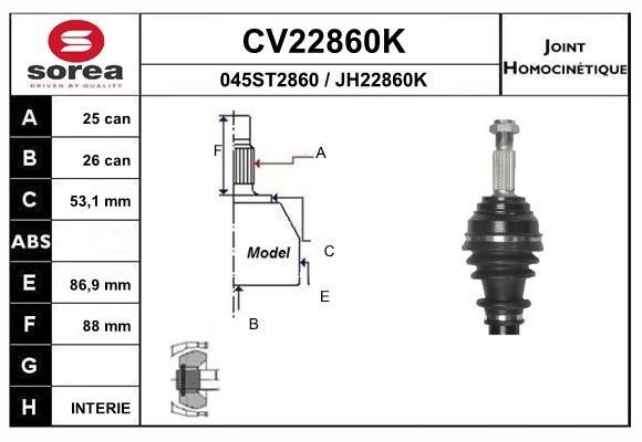 EAI CV22860K Joint kit, drive shaft CV22860K